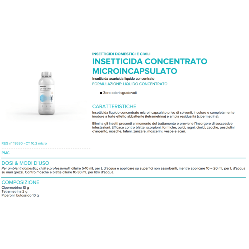 Insetticida concentrato microincapsulato zero odori.